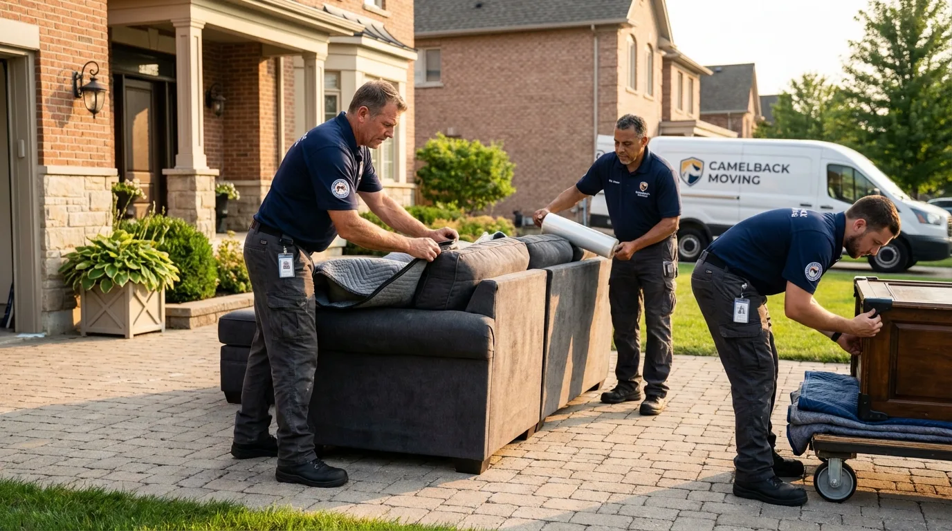 Large estate moving crew wrapping furniture in Harrison, MI